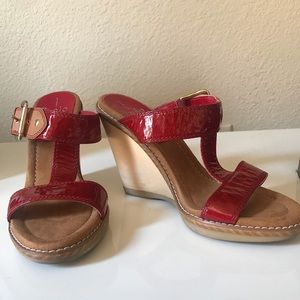 Linea Paolo Red Wedge Heels